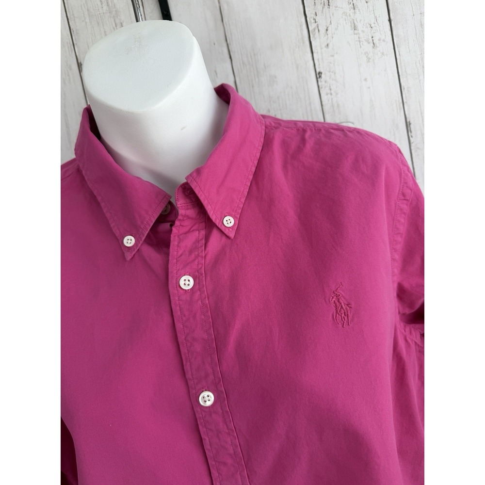 Women's Ralph Lauren Button Down Slim Fit Shirt Hot Pink Slim Fit Size 14